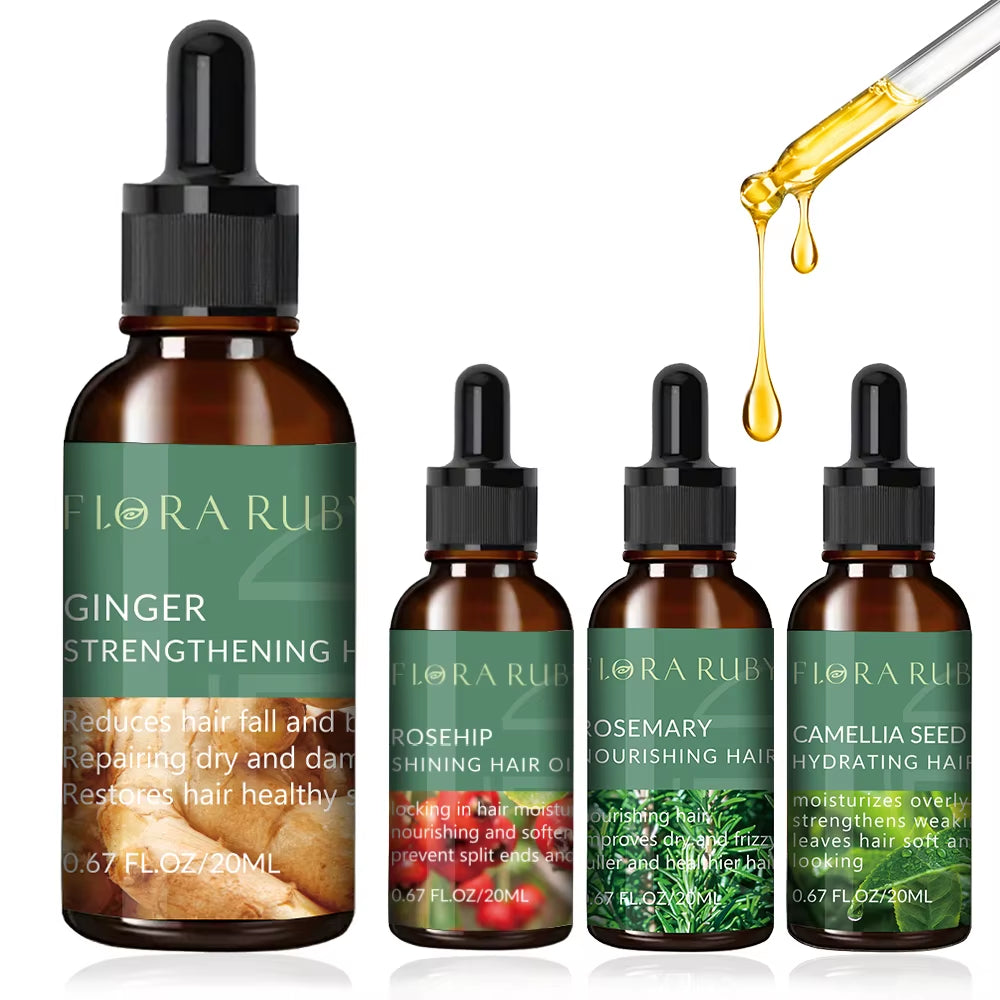 20Ml Essential Oils Rosemary Oil for Hair Growth 100% Pure Essential Oil Plant Therapy Ginger Oil Scalp Care Oil Rose Camellia