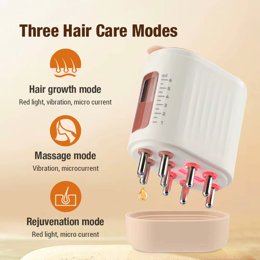 Electric Head Scalp Massager Hair Growth Waterproof Head Scratcher Oil Serum Comb Hair Brush Treatment with Red Light Therapy